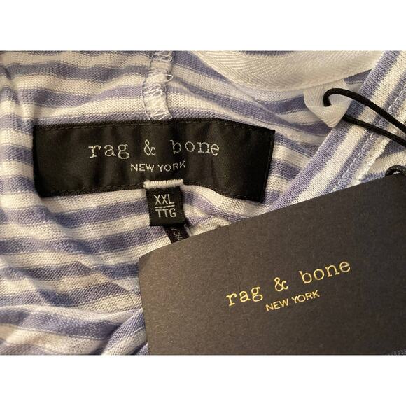 Rag & Bone Linen Blend Round Neck Tunic Top Sz 2XL Dusk Lavender Air Stripe NWT - Picture 4 of 8